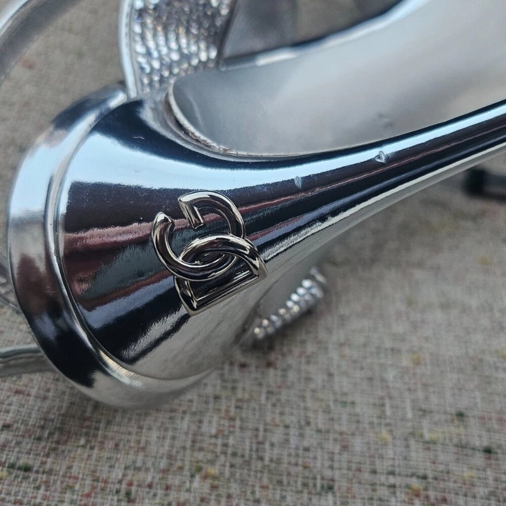 Dolce & Gabbana Women Heel Sandal Silver Tone Shoes Leather Made Italy Size 37 - Picture 8 of 12